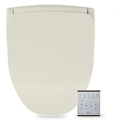Bio Bidet 2 Slim Two Bidet Smart Toilet Seat in Elongated Beige with Stainless Steel Self-Cleaning Nozzle, Nightlight, Turbo Wash, Oscillating, and Fusion Warm Water Technology with Wireless Remote